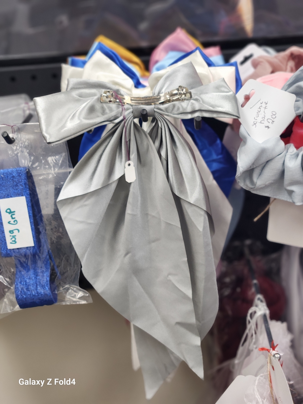 Silver Satin Bow Hair Clip - Kids Hair Accessory